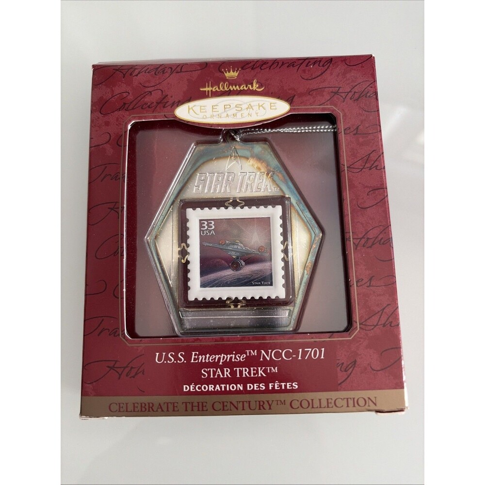 1999 Hallmark U.S.S. Enterprise NCC-1701 Star Trek Postage Stamp Ornament